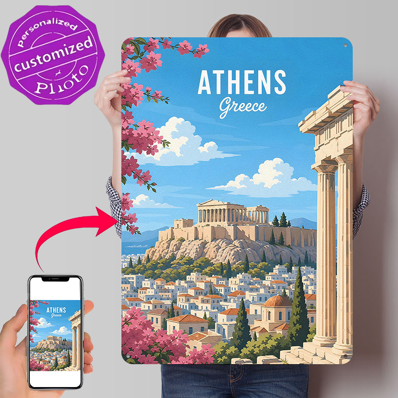 Travel Accessories Greece - Athens Garage Accessories Griechenland Reise-Metallposter Perfektes