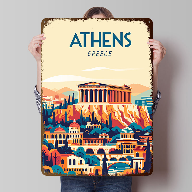 Travel Accessories Greece - Griechenland Reiseplakat Maßgefertigte Vintage Metallschilder Wandkunst