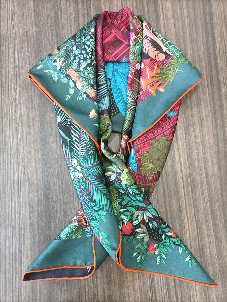 Travel Accessories Neck - Seidenschal 90CM Damen Handgerollte Quadratische Bandanas