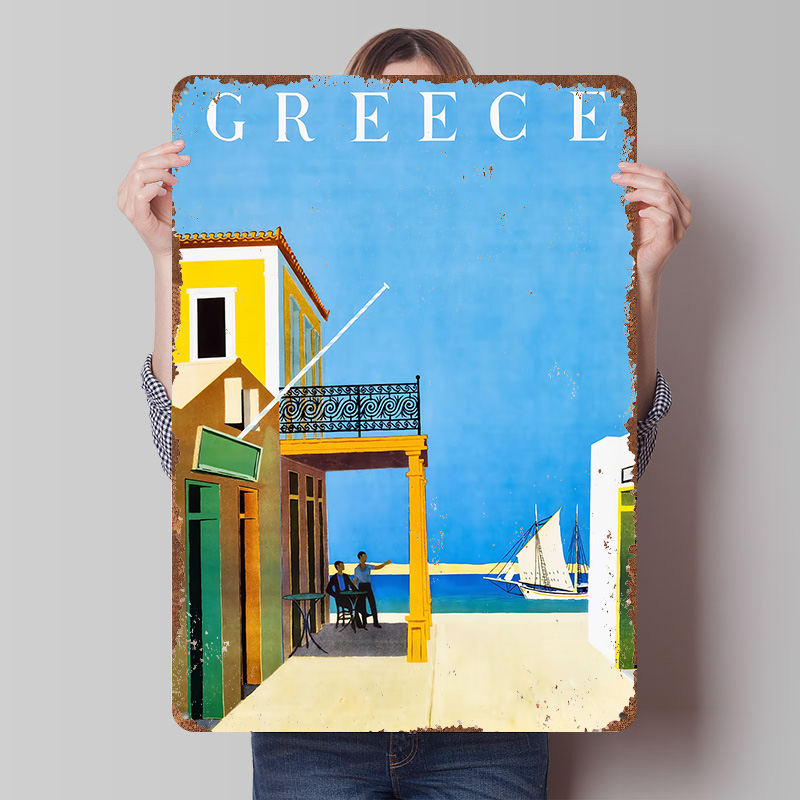 Travel Accessories Greece - Griechenland Reise-Metallposter, personalisierte Wandkunst, Retro-Vintage-Blechschilder für