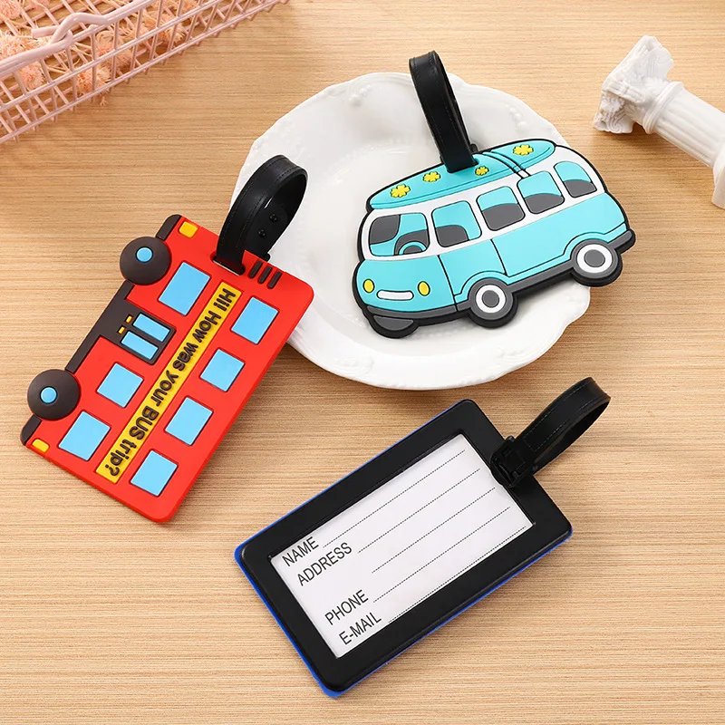 Travel Accessories B&M - Niedliche Cartoon-Autos, PVC-Silikon, Gepäckanhänger, Reisegepäck, Namensschild,