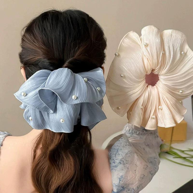 Travel Accessories High End - Zierliches, edles Super-Fairy-Imitat-Perlen-Mesh-Stirnband mit plissierter Textur,