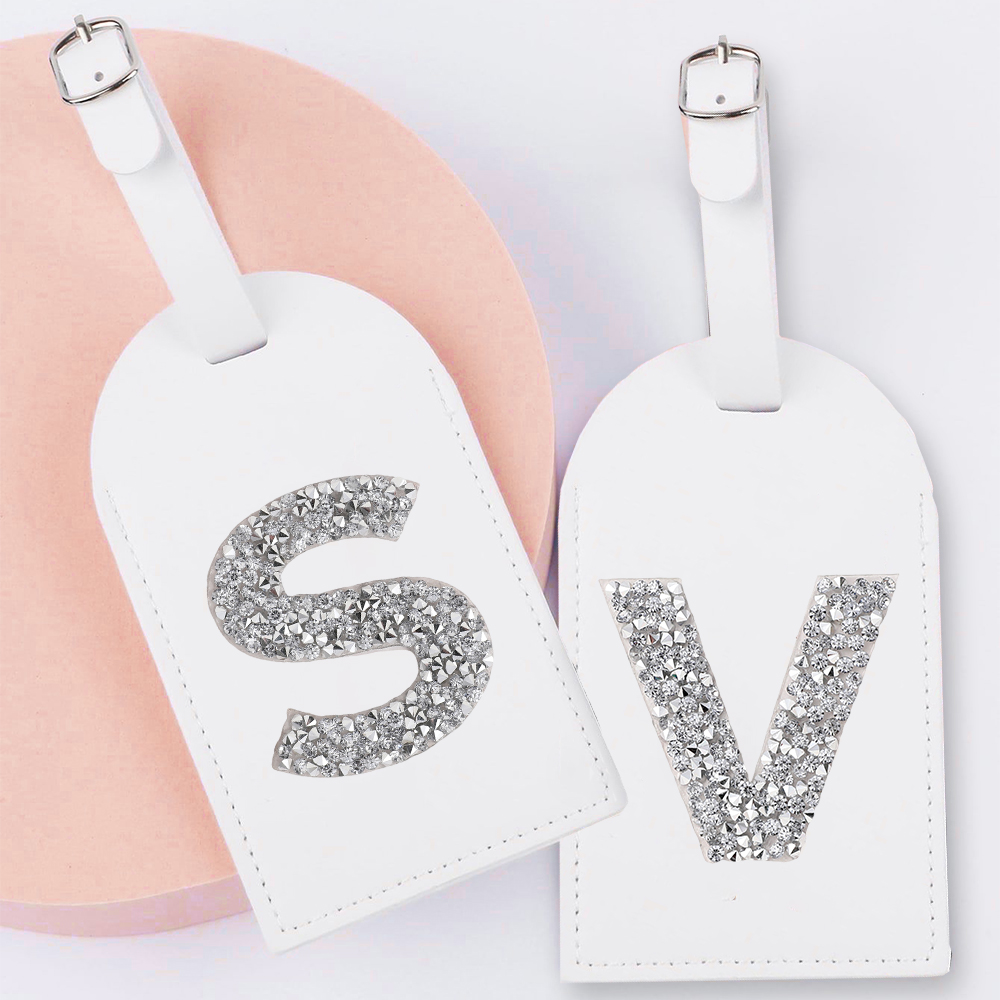 Travel Accessories B&M - A-Z Strass Monogramm Leder Gepäckanhänger Kofferetikett