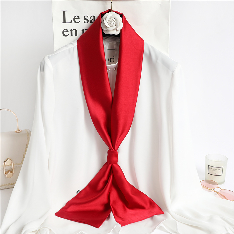 Travel Accessories Neck - Roter, einfarbiger, langer Seidenschal für Damen,